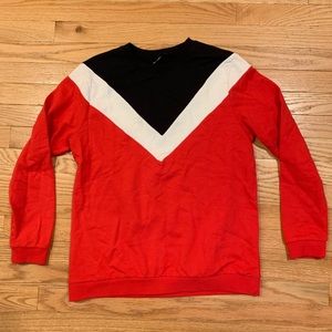 Mono B Color Block Crew Sweatshirt Small